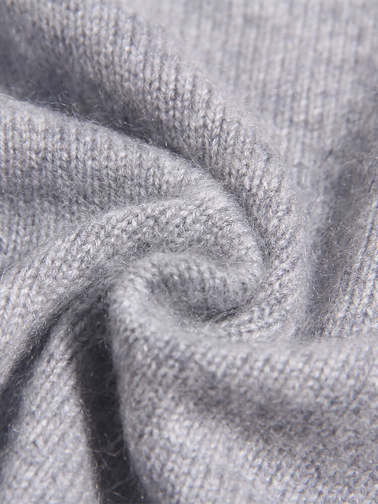 Gray Ribbon Bow Intarsia Cashmere Crewneck Sweater